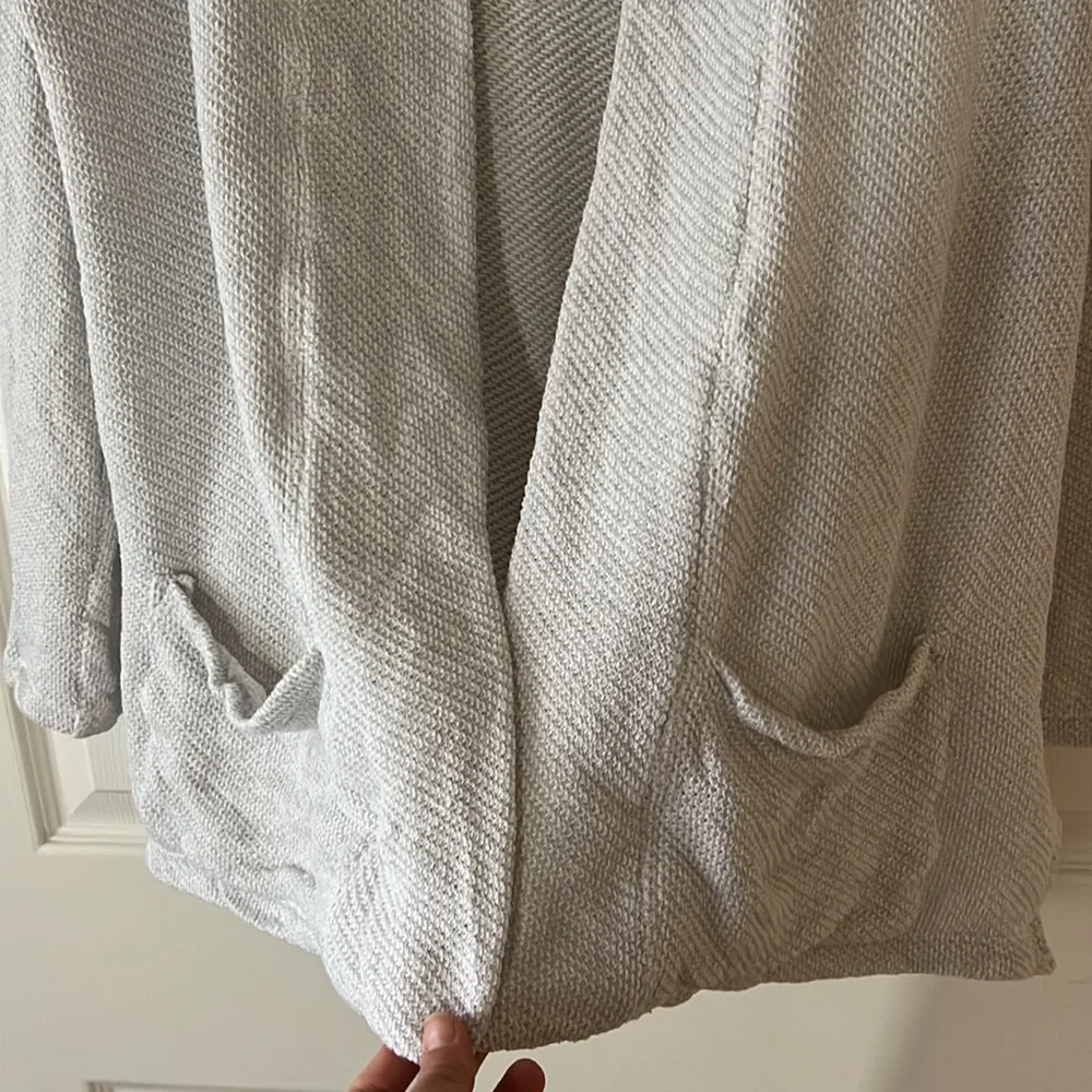 Eileen Fisher 100%‎ Organic Cotton Knit Open Cardigan Light Gray, Sz XS TP